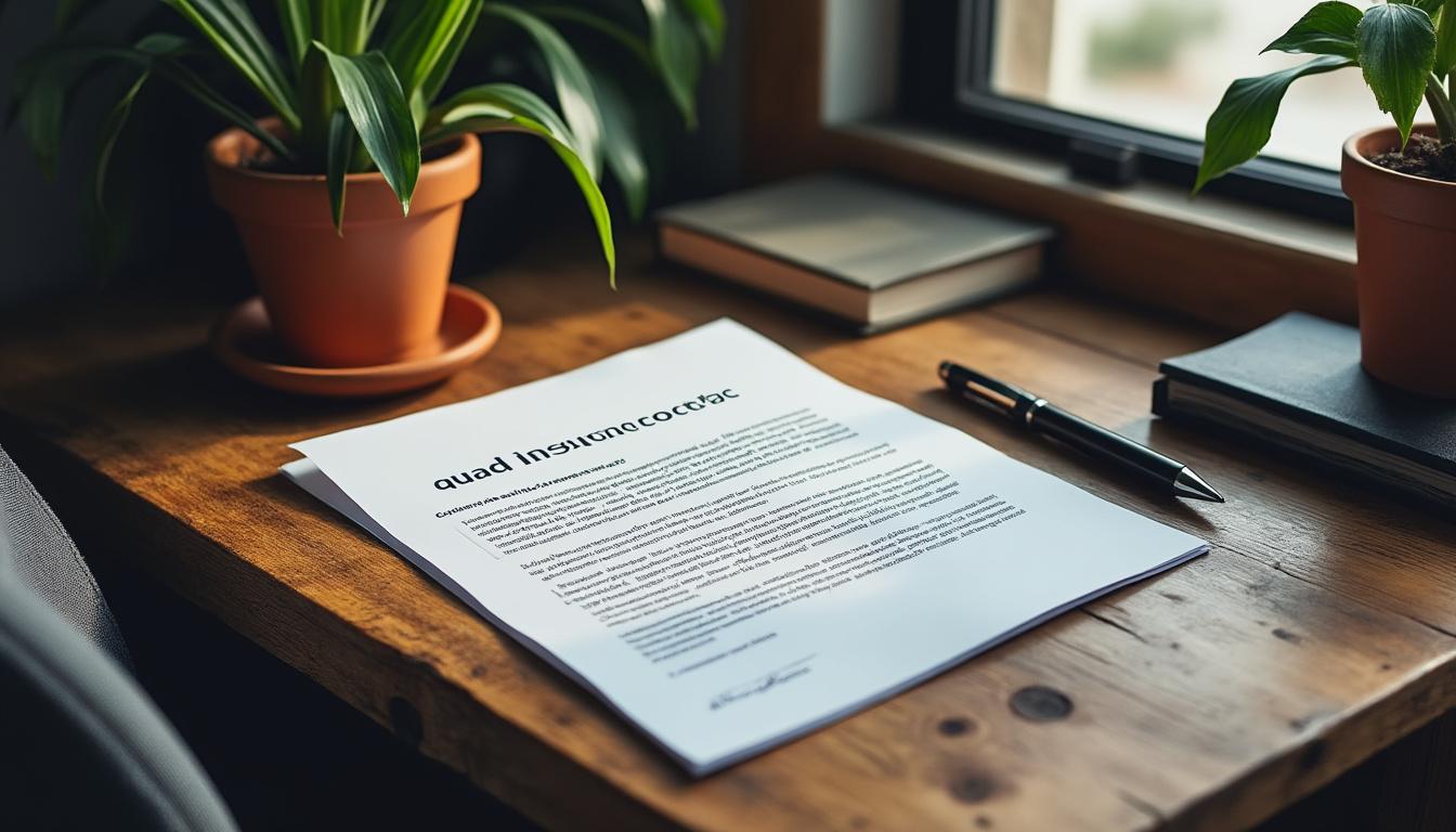 découvrez notre modèle de lettre de résiliation de contrat d'assurance pour un quad, conçu pour vous faciliter la démarche. suivez nos conseils et adaptez le contenu selon vos besoins pour mettre fin à votre contrat en toute sérénité.